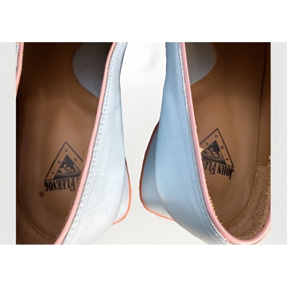 John Fluevog Thrillvogs Shelly loafers with a heel in the light blue Shoes Sz 6 - Picture 6 of 8